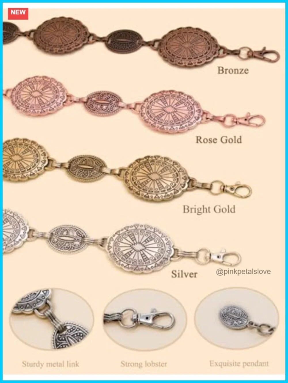 Western Metal Concho Belt for Women Cowgirl Chain Belt for Dresses Jeans